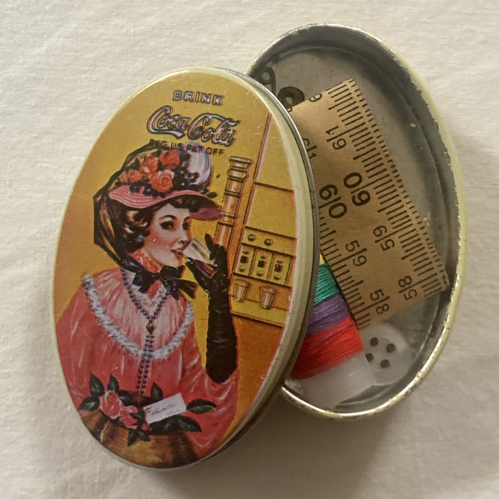 Vintage Coca-Cola Tin + Sewing Kit